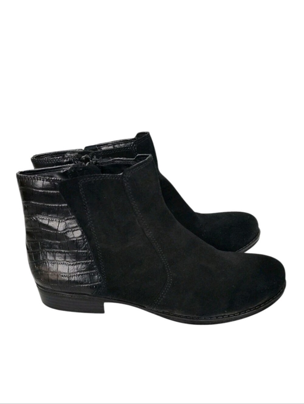Naturalizer Jump Black Leather Ankle Boots Women's Size US 7 Side Zip Booties